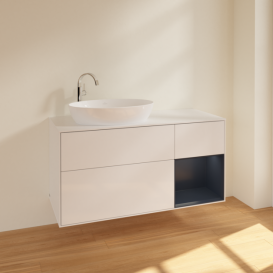 Тумба под раковину Villeroy & Boch Finion 120х50,1 см с подсветкой МДФ глянцевый белый лак/стекло белое матовое F931HGGF