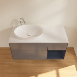 Тумба под раковину Villeroy & Boch Finion 120х50,1 см с подсветкой МДФ антрацит матовый лак/стекло белое матовое F931HGGK