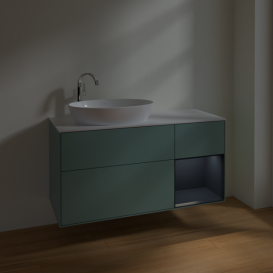 Тумба под раковину Villeroy & Boch Finion 120х50,1 см с подсветкой МДФ оливковый матовый лак/стекло белое матовое F931HGGM