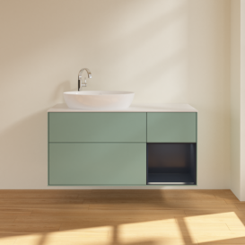 Тумба под раковину Villeroy & Boch Finion 120х50,1 см с подсветкой МДФ оливковый матовый лак/стекло белое матовое F931HGGM