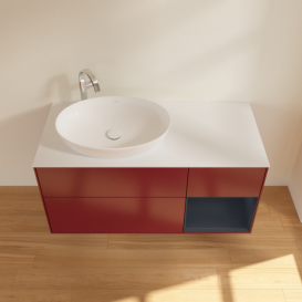 Тумба под раковину Villeroy & Boch Finion 120х50,1 см с подсветкой МДФ пион матовый лак/стекло белое матовое F931HGHB