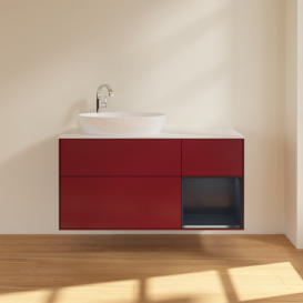 Тумба под раковину Villeroy & Boch Finion 120х50,1 см с подсветкой МДФ пион матовый лак/стекло белое матовое F931HGHB