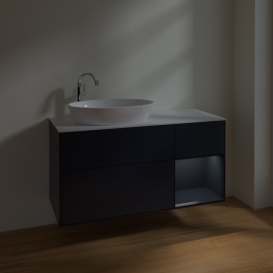 Тумба под раковину Villeroy & Boch Finion 120х50,1 см с подсветкой МДФ темно-синий матовый лак/стекло белое матовое F931HGHG
