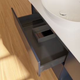 Тумба под раковину Villeroy & Boch Finion 120х50,1 см с подсветкой МДФ темно-синий матовый лак/стекло белое матовое F931HGHG