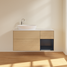 Тумба под раковину Villeroy & Boch Finion 120х50,1 см с подсветкой МДФ шпон дуба/стекло белое матовое F931HGPC