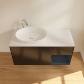 Тумба под раковину Villeroy & Boch Finion 120х50,1 см с подсветкой МДФ черный матовый лак/стекло белое матовое F931HGPD