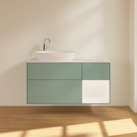 Тумба под раковину Villeroy & Boch Finion 120х50,1 см с подсветкой МДФ оливковый матовый лак/стекло белое матовое F931MTGM