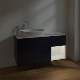 Тумба под раковину Villeroy & Boch Finion 120х50,1 см с подсветкой МДФ темно-синий матовый лак/стекло белое матовое F931MTHG