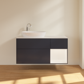 Тумба под раковину Villeroy & Boch Finion 120х50,1 см с подсветкой МДФ темно-синий матовый лак/стекло белое матовое F931MTHG