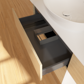 Тумба под раковину Villeroy & Boch Finion 120х50,1 см с подсветкой МДФ шпон дуба/стекло белое матовое F931MTPC