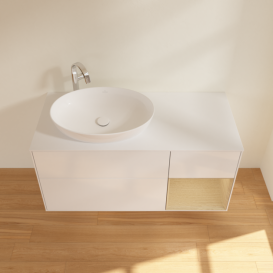 Тумба под раковину Villeroy & Boch Finion 120х50,1 см с подсветкой МДФ глянцевый белый лак/стекло белое матовое F931PCGF