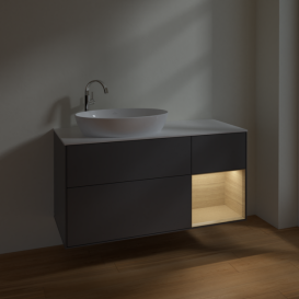 Тумба під раковину Villeroy & Boch Finion 120х50,1 см з підсвічуванням антрацит матовий лак/скло біле матове F931PCGK