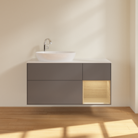 Тумба под раковину Villeroy & Boch Finion 120х50,1 см с подсветкой МДФ антрацит матовый лак/стекло белое матовое F931PCGK