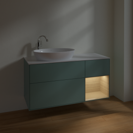 Тумба под раковину Villeroy & Boch Finion 120х50,1 см с подсветкой МДФ оливковый матовый лак/стекло белое матовое F931PCGM
