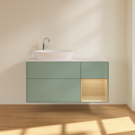 Тумба под раковину Villeroy & Boch Finion 120х50,1 см с подсветкой МДФ оливковый матовый лак/стекло белое матовое F931PCGM