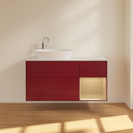 Тумба под раковину Villeroy & Boch Finion 120х50,1 см с подсветкой МДФ пион матовый лак/стекло белое матовое F931PCHB