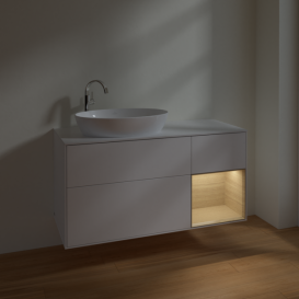 Тумба под раковину Villeroy & Boch Finion 120х50,1 см с подсветкой МДФ белый матовый лак/стекло белое матовое F931PCMT