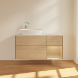 Тумба под раковину Villeroy & Boch Finion 120х50,1 см с подсветкой МДФ шпон дуба/стекло белое матовое F931PCPC