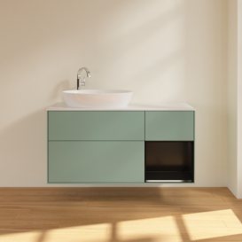 Тумба под раковину Villeroy & Boch Finion 120х50,1 см с подсветкой МДФ оливковый матовый лак/стекло белое матовое F931PDGM