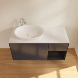 Тумба под раковину Villeroy & Boch Finion 120х50,1 см с подсветкой МДФ темно-синий матовый лак/стекло белое матовое F931PDHG