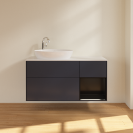 Тумба под раковину Villeroy & Boch Finion 120х50,1 см с подсветкой МДФ темно-синий матовый лак/стекло белое матовое F931PDHG