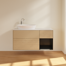 Тумба под раковину Villeroy & Boch Finion 120х50,1 см с подсветкой МДФ шпон дуба/стекло белое матовое F931PDPC