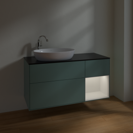 Тумба под раковину Villeroy & Boch Finion 120х50,1 см с подсветкой МДФ оливковый матовый лак/стекло черное матовое F932GFGM