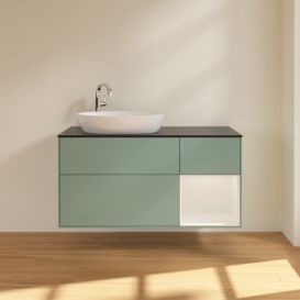 Тумба под раковину Villeroy & Boch Finion 120х50,1 см с подсветкой МДФ оливковый матовый лак/стекло черное матовое F932GFGM