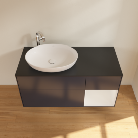 Тумба под раковину Villeroy & Boch Finion 120х50,1 см с подсветкой МДФ темно-синий матовый лак/стекло черное матовое F932GFHG
