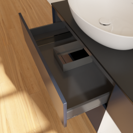 Тумба под раковину Villeroy & Boch Finion 120х50,1 см с подсветкой МДФ темно-синий матовый лак/стекло черное матовое F932GFHG