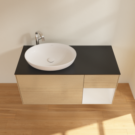 Тумба под раковину Villeroy & Boch Finion 120х50,1 см с подсветкой МДФ шпон дуба/стекло черное матовое F932GFPC
