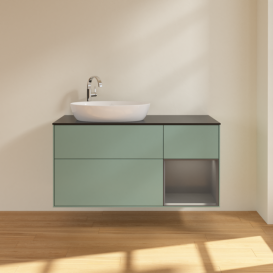 Тумба под раковину Villeroy & Boch Finion 120х50,1 см с подсветкой МДФ оливковый матовый лак/стекло черное матовое F932GKGM