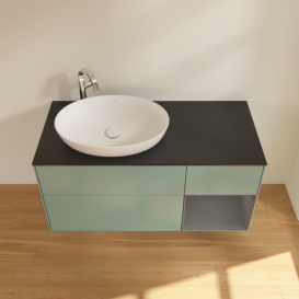 Тумба под раковину Villeroy & Boch Finion 120х50,1 см с подсветкой МДФ оливковый матовый лак/стекло черное матовое F932GKGM