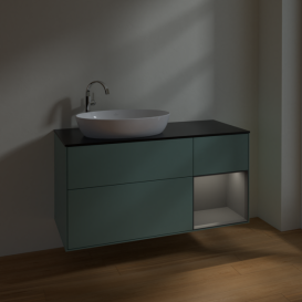 Тумба под раковину Villeroy & Boch Finion 120х50,1 см с подсветкой МДФ оливковый матовый лак/стекло черное матовое F932GKGM