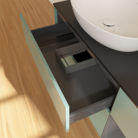 Тумба под раковину Villeroy & Boch Finion 120х50,1 см с подсветкой МДФ оливковый матовый лак/стекло черное матовое F932GKGM