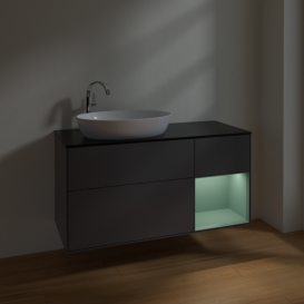 Тумба под раковину Villeroy & Boch Finion 120х50,1 см с подсветкой МДФ антрацит матовый лак/стекло черное матовое F932GMGK
