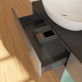 Тумба под раковину Villeroy & Boch Finion 120х50,1 см с подсветкой МДФ антрацит матовый лак/стекло черное матовое F932GMGK