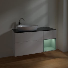 Тумба под раковину Villeroy & Boch Finion 120х50,1 см с подсветкой МДФ белый матовый лак/стекло черное матовое F932GMMT