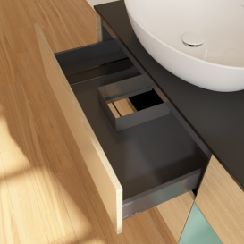 Тумба под раковину Villeroy & Boch Finion 120х50,1 см с подсветкой МДФ шпон дуба/стекло черное матовое F932GMPC