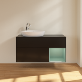 Тумба под раковину Villeroy & Boch Finion 120х50,1 см с подсветкой МДФ черный матовый лак/стекло черное матовое F932GMPD