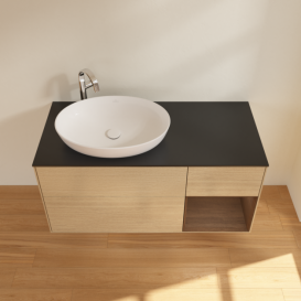 Тумба под раковину Villeroy & Boch Finion 120х50,1 см с подсветкой МДФ шпон дуба/стекло черное матовое F932GNPC