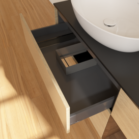 Тумба под раковину Villeroy & Boch Finion 120х50,1 см с подсветкой МДФ шпон дуба/стекло черное матовое F932GNPC