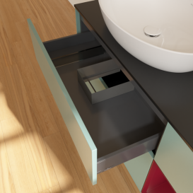 Тумба под раковину Villeroy & Boch Finion 120х50,1 см с подсветкой МДФ оливковый матовый лак/стекло черное матовое F932HBGM