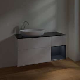 Тумба под раковину Villeroy & Boch Finion 120х50,1 см с подсветкой МДФ глянцевый белый лак/стекло черное матовое F932HGGF