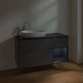 Тумба под раковину Villeroy & Boch Finion 120х50,1 см с подсветкой МДФ антрацит матовый лак/стекло черное матовое F932HGGK