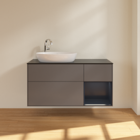 Тумба под раковину Villeroy & Boch Finion 120х50,1 см с подсветкой МДФ антрацит матовый лак/стекло черное матовое F932HGGK