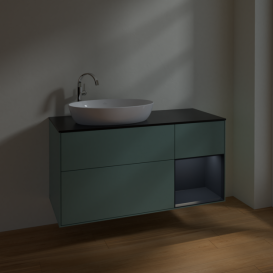 Тумба под раковину Villeroy & Boch Finion 120х50,1 см с подсветкой МДФ оливковый матовый лак/стекло черное матовое F932HGGM