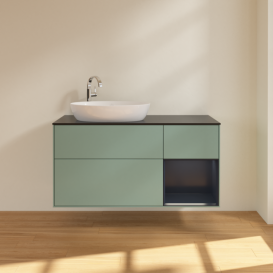 Тумба под раковину Villeroy & Boch Finion 120х50,1 см с подсветкой МДФ оливковый матовый лак/стекло черное матовое F932HGGM