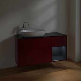 Тумба под раковину Villeroy & Boch Finion 120х50,1 см с подсветкой МДФ пион матовый лак/стекло черное матовое F932HGHB