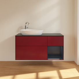 Тумба под раковину Villeroy & Boch Finion 120х50,1 см с подсветкой МДФ пион матовый лак/стекло черное матовое F932HGHB